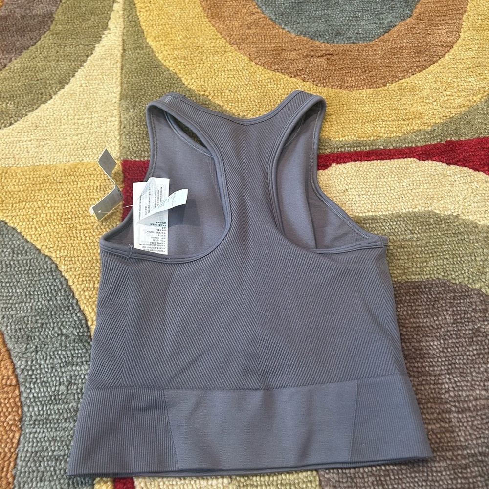 NWT Abercrombie & Fitch YPB Your Personal Best Grey High Neck Bra Tank Top Small - Picture 4 of 4